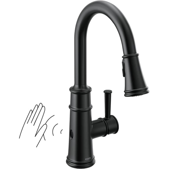 Moen 7260EWBL Belfield Touchless 1-Handle Pull-Down Sprayer Kitchen Faucet in Matte Black