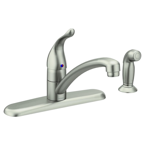 Moen Chateau Spot Resist StainlessOne-Handle Low-Arc Kitchen Faucet with Side Sprayer