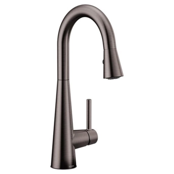 Moen 7664BLS Sleek Single Handle Pull Down Bar Faucet in Black Stainless