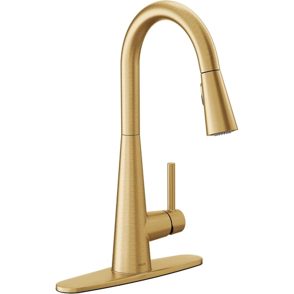 Moen 7864BG Sleek Single-Handle Pull-Down Sprayer Kitchen Faucet with Reflex and Power Clean in Brushed Gold