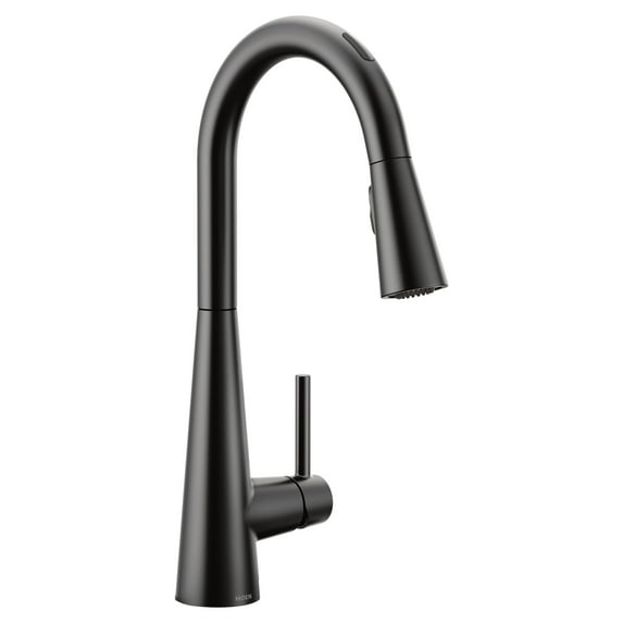 MOEN 7864EVBL Sleek Single-Handle Smart Touchless Pull Down Sprayer Kitchen Faucet with Voice Control and Power Clean in Matte Black