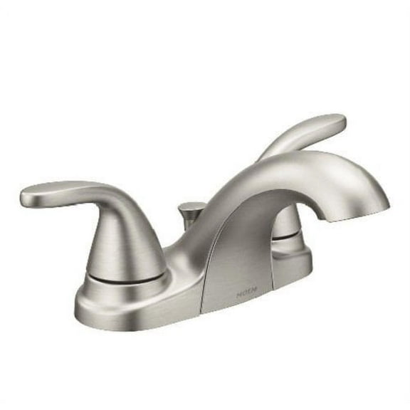 Moen Adler Bathroom Faucet 84603SRN - 2-Handle Low Arc, Easy to Install - 4 in, Spot Resist Brushed Nickel