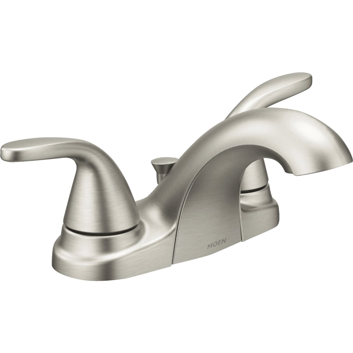 Moen 84603SRN Adler 4 in. Centerset 2-Handle Low-Arc Bathroom Faucet in Spot Resist Brushed Nickel