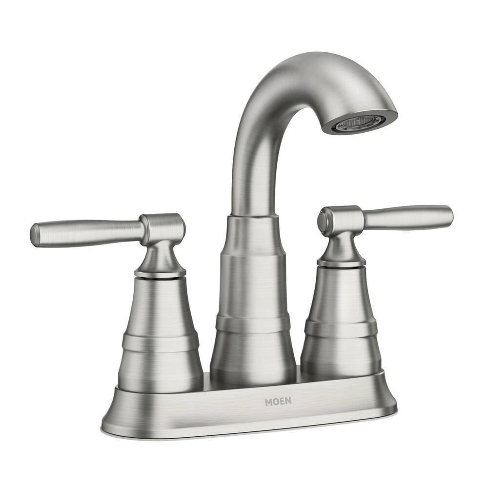 Halle Spot Resist Brushed Nickel Two-Handle Bathroom Faucet with Drain Assembly