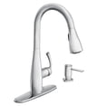 thumbnail image 1 of Moen Essie Chrome Single Handle Pull-Down Sprayer Kitchen Faucet with Soap Dispenser, Reflex and Power Clean Technology, 1 of 6