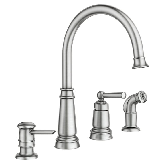 Moen Edison One-Handle High Arc Kitchen Faucet, Side Sprayer, Spot Resist Stainless