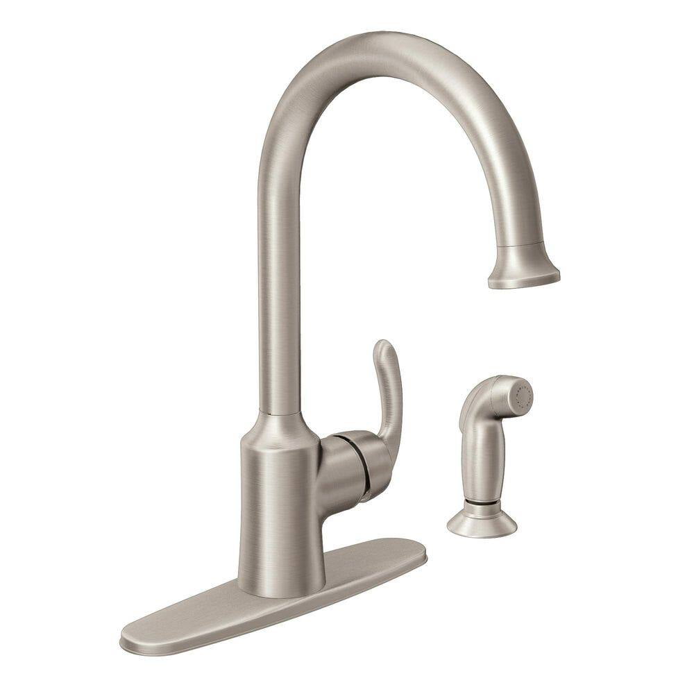 Moen 87301SRS High Arc Kitchen Faucet with Side Spray from the Bayhill Collection, Spot Resist Stainless
