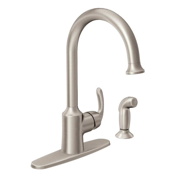 Moen 87301SRS High Arc Kitchen Faucet with Side Spray from the Bayhill Collection, Spot Resist Stainless