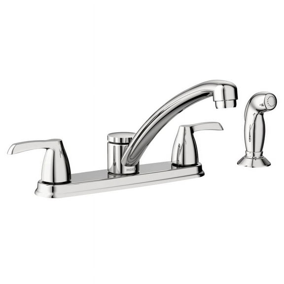 Moen Adler Chrome Two-Handle Low Arc Kitchen Faucet with Side Sprayer