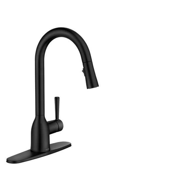 Moen Adler Matte Black Single Hole One-Handle Pull Down Kitchen Faucet, 87233BL