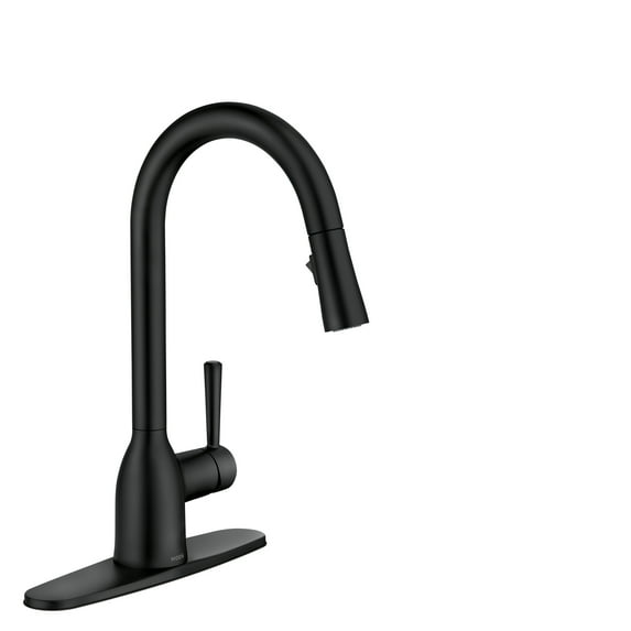 Moen Adler Matte Black Single Hole One-Handle Pull Down Kitchen Faucet, 87233BL