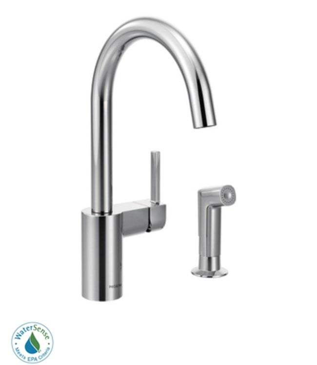 Chrome High Arc Single Handle Kitchen Faucet with Pull-out Spray