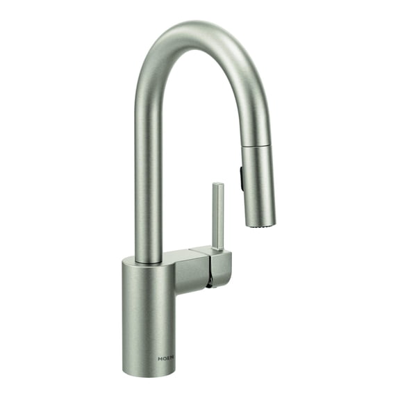 Moen Align Spot Resist Stainless One-Handle Modern Pulldown Bar Faucet with Power Clean and Reflex Docking System