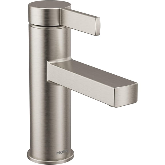 Moen Beric Spot Resist Nickel Modern One-Handle Single Hole Bathroom Faucet with Drain Assembly and Optional Deckplate for Your Bath Sink, 84774SRN