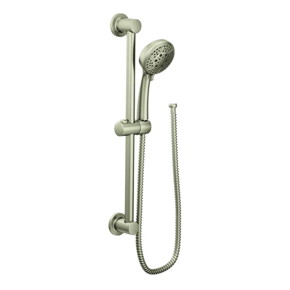 Moen Brushed Nickel Eco-Performance 4-Spray Pattern Handheld Showerhead with 69 Long Hose and 30-Inch Slide Bar