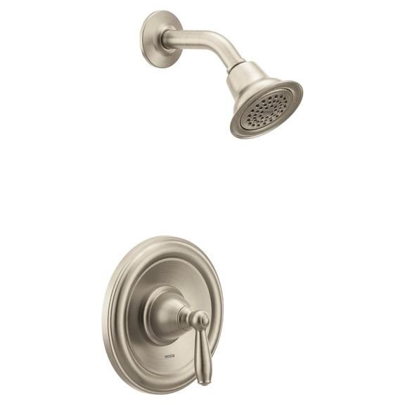Moen Brantford Brushed Nickel Posi-Temp Pressure Balancing Shower Trim Kit with Shower Head and Lever Handle, Valve Required