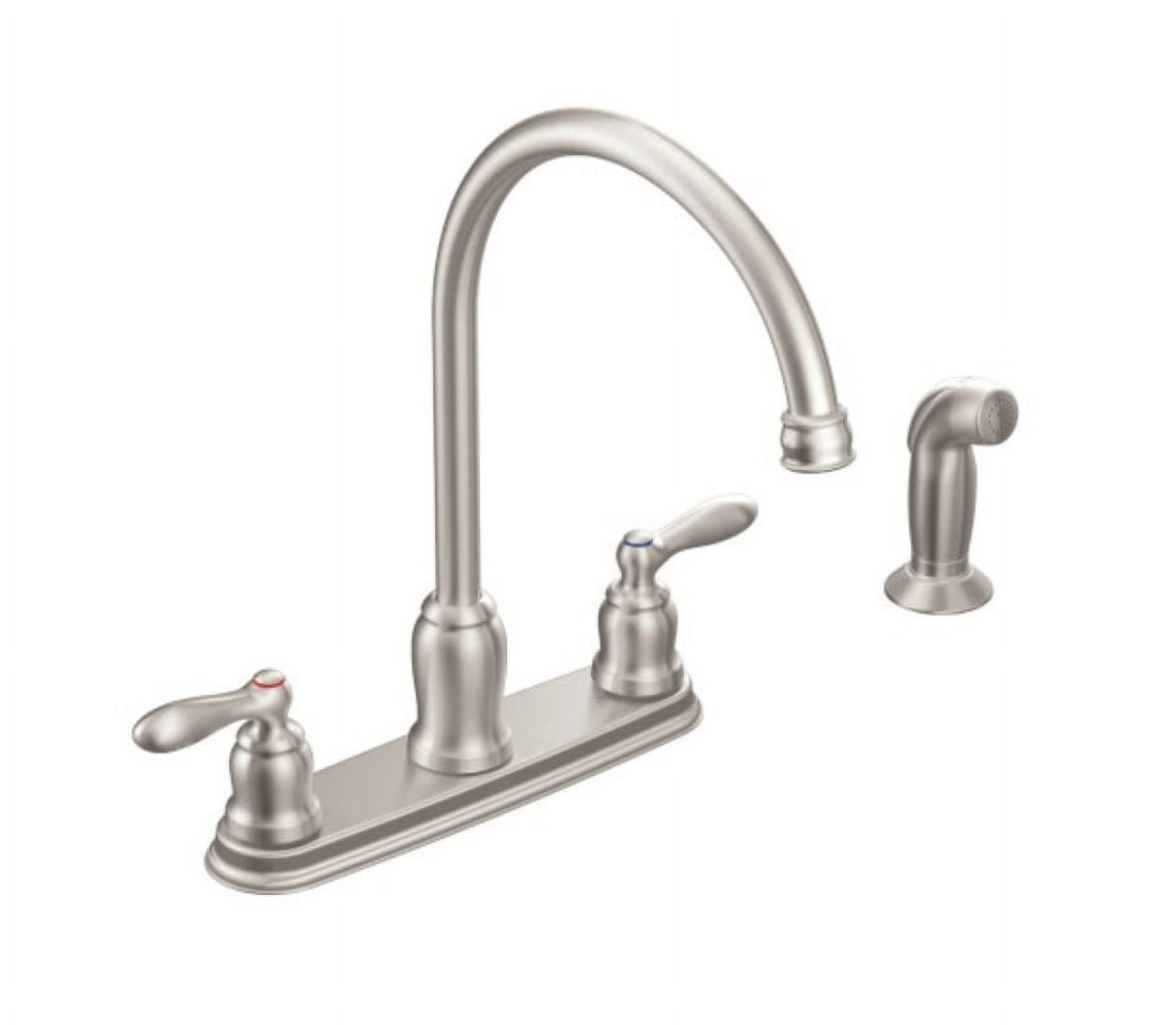 Spot Resist Stainless Steel Two-Handle High Arc Kitchen Faucet