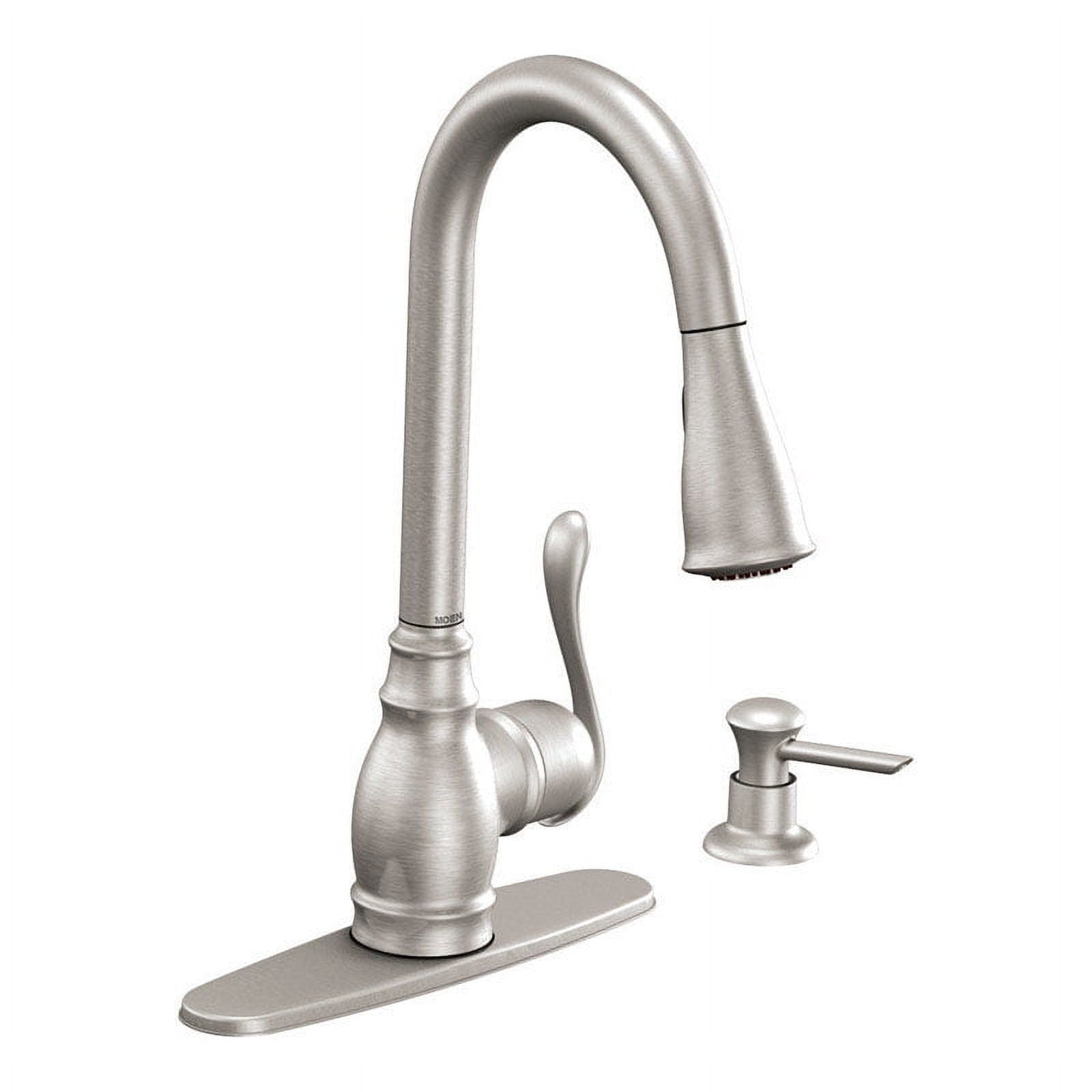 Stainless Steel High Arc Pull-Down Kitchen Faucet with Soap Dispenser
