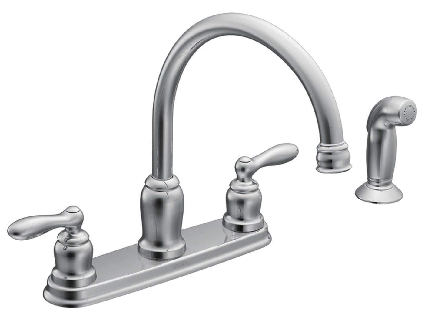 Moen Caldwell Chrome Two Handle Kitchen Faucet with Side Sprayer