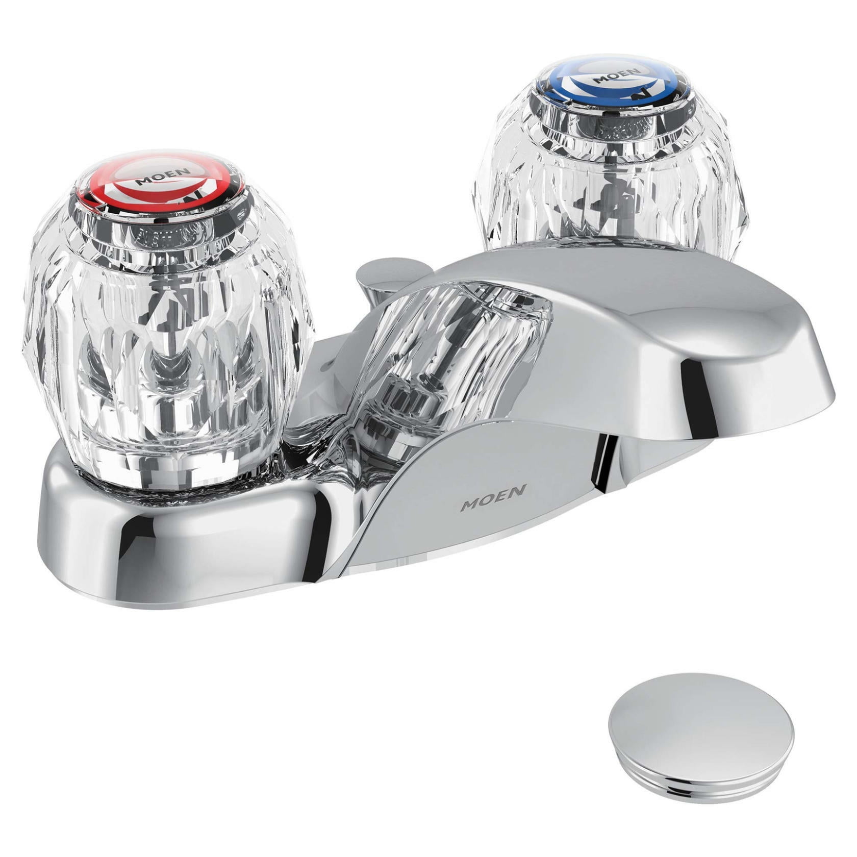 Chrome Centerset Low Arc Bathroom Faucet with Acrylic Handles