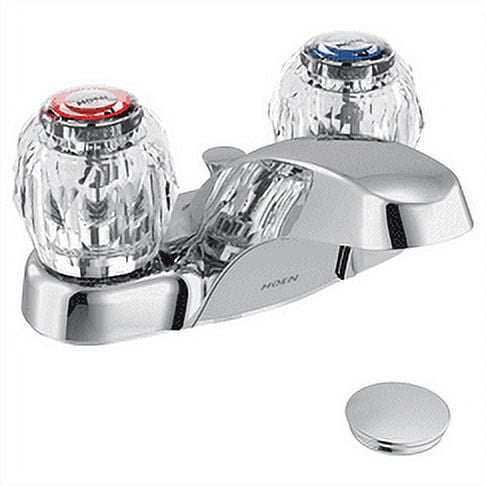 Chrome Centerset Low Arc Bathroom Faucet with Acrylic Handles