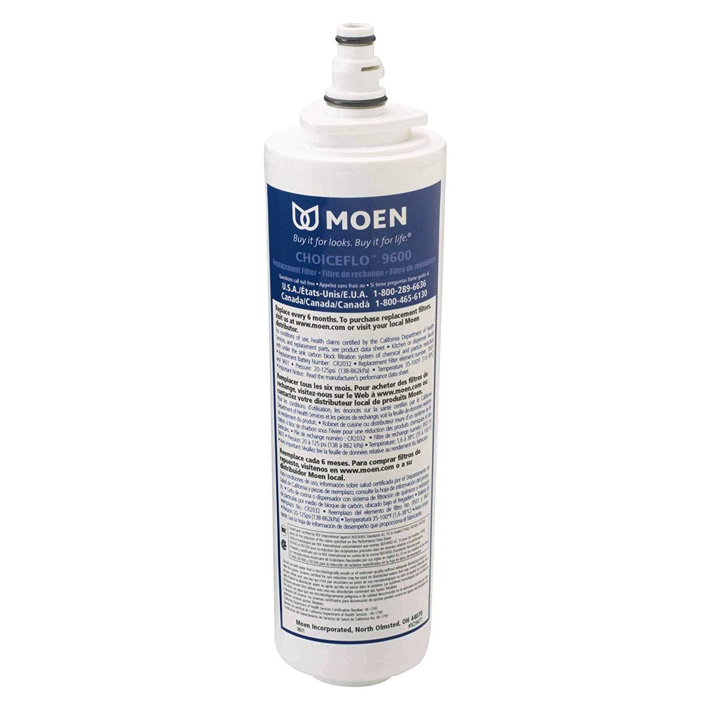 Moen 9601 ChoiceFlo Replacement Water Filter Compatible with Moen Sip ...