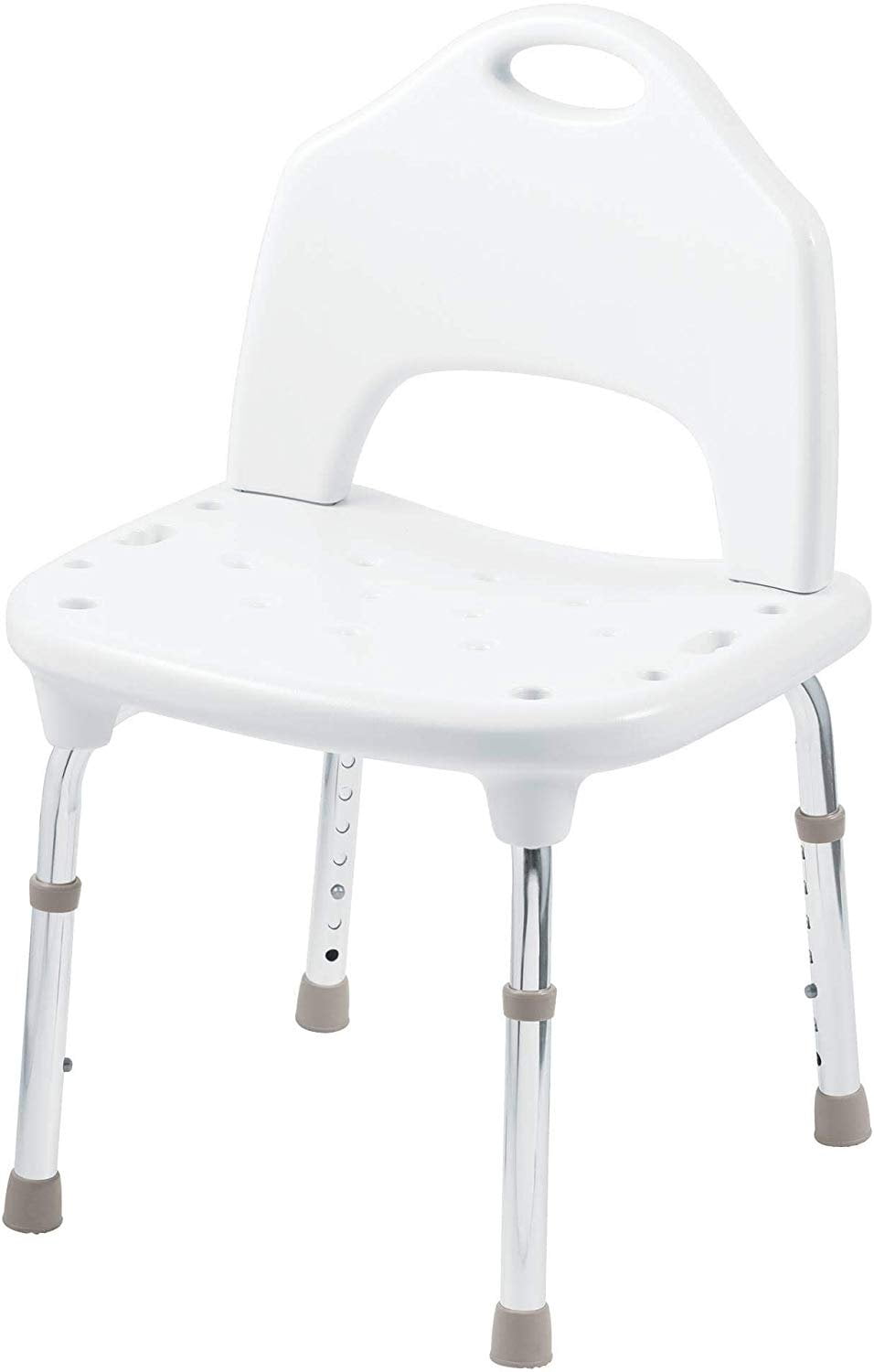 Adjustable Height White Plastic and Metal Shower Chair