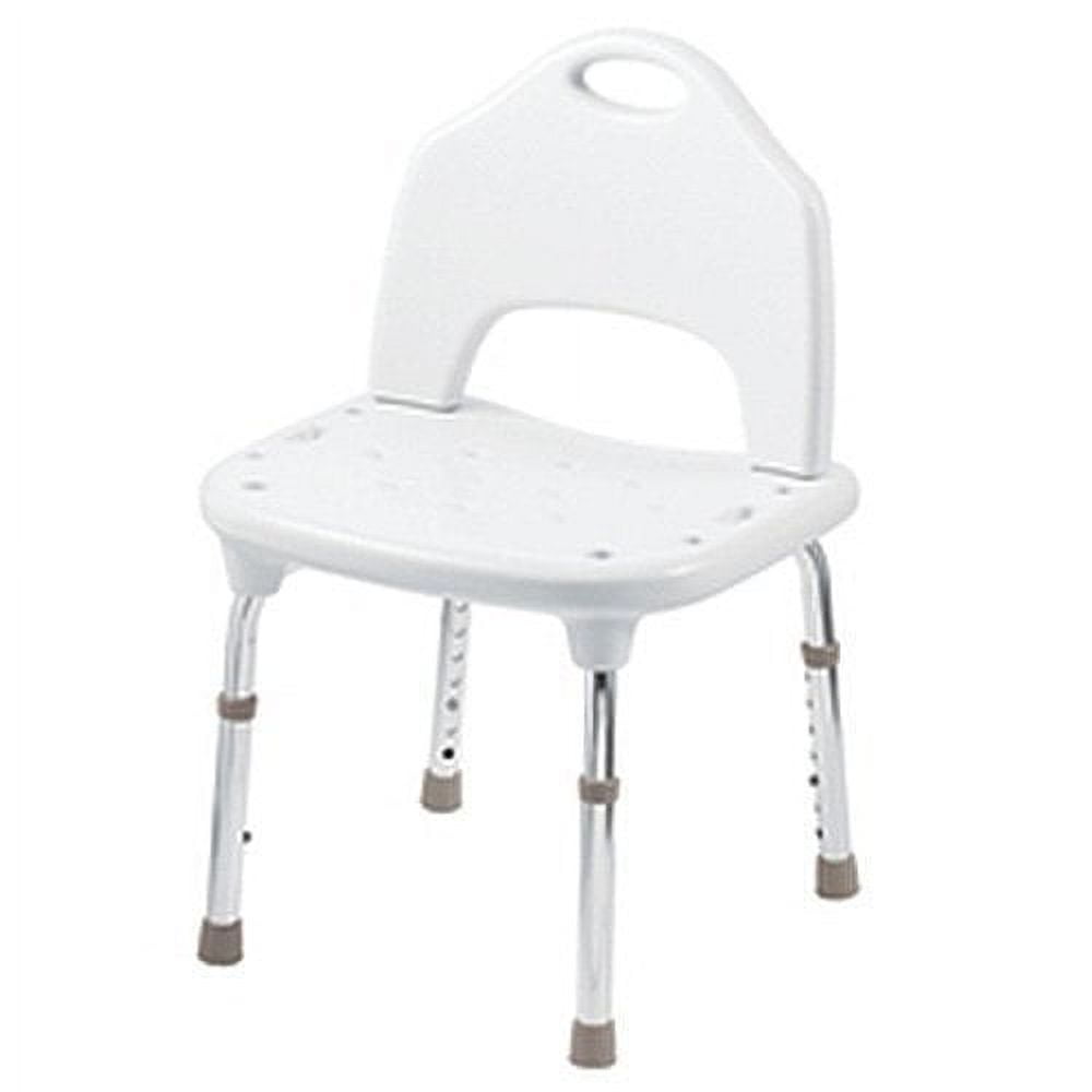 Adjustable Height White Plastic and Metal Shower Chair