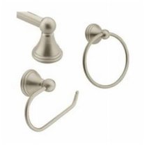 Moen Sage 24" Double Towel Bar & Preston Toilet Paper Holder - Spot Resist Brushed Nickel, Wall Mounted