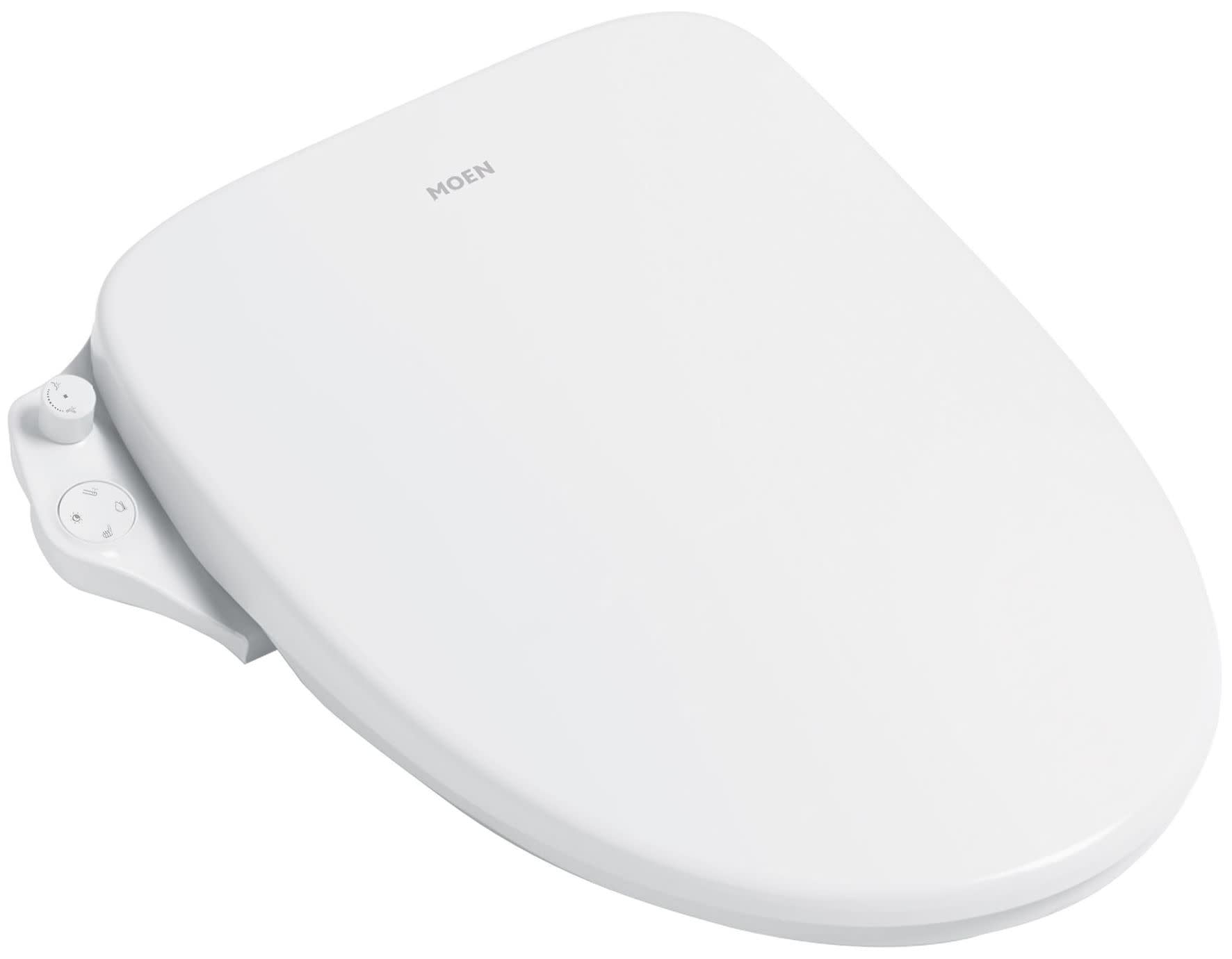 White Electronic Bidet Toilet Seat with Heated Water and Night Light