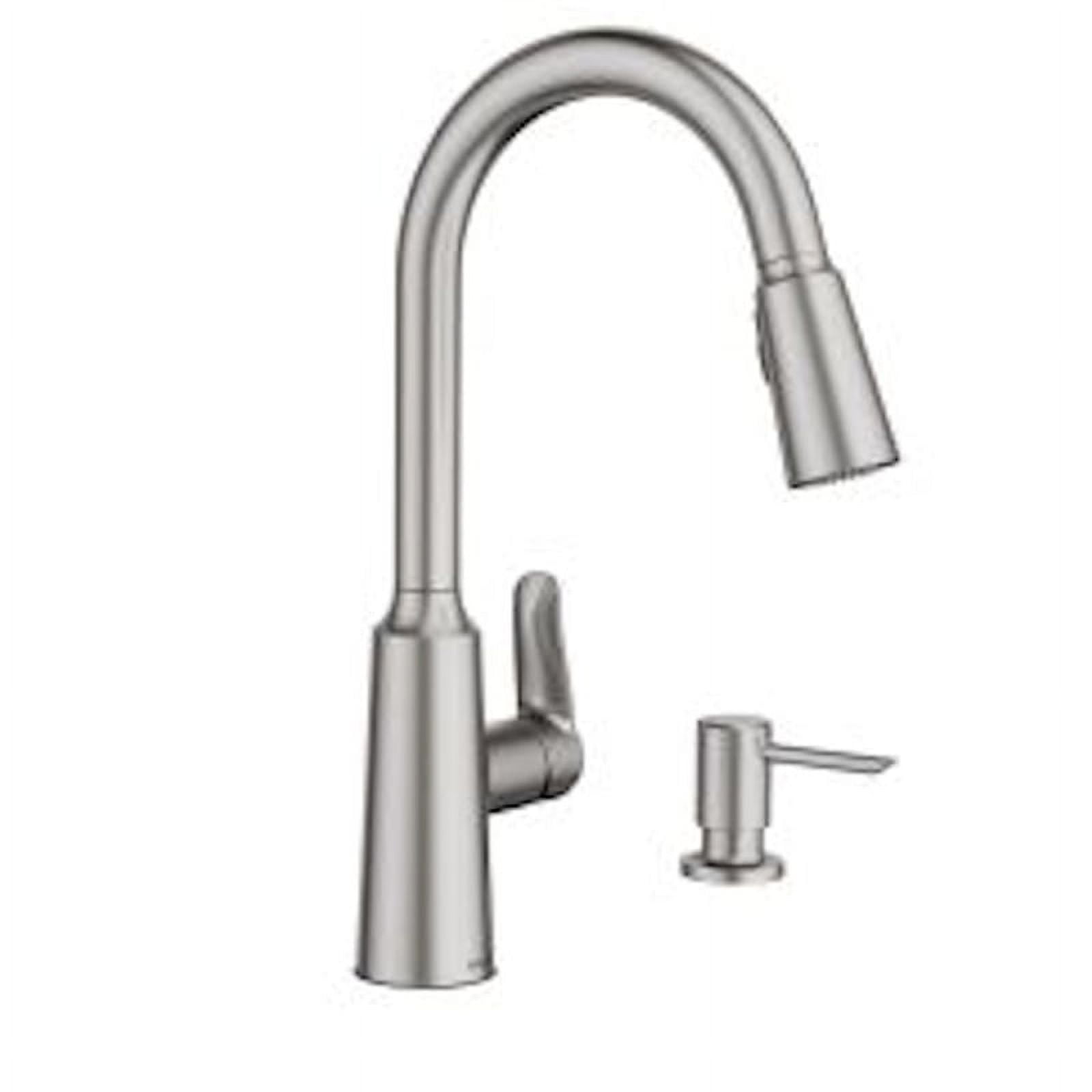Stainless Steel High Arc Pulldown Kitchen Faucet with Soap Dispenser