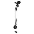 thumbnail image 1 of Moen Engage Magnetix Matte Black Multi-Function Handshower and Rainfall Shower Head Trim Combo with Shower Handle, Tub Spout, Metal Hose and Valve, 82304BL, 1 of 7
