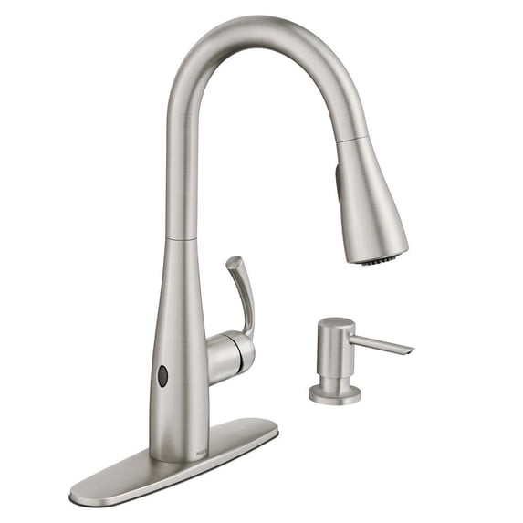 MOEN 87014EWSRS Essie Touchless 1-Handle Pull-Down Sprayer Kitchen Faucet with MotionSense Wave and Power Clean in Spot Resist Stainless
