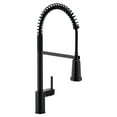 thumbnail image 1 of Moen Align Matte Black 3-in-1 Water Filtration Pre-Rinse Spring Pull Down Kitchen Faucet, Water Filter for Sink Faucet Sold Separately, F5923BL, 1 of 7