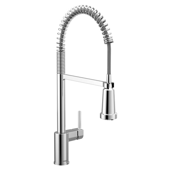 MOEN F5923 Align Single Handle Pre-Rinse Spring Pull Down Sprayer Kitchen Faucet with Optional 3- in -1 Water Filtration in Chrome