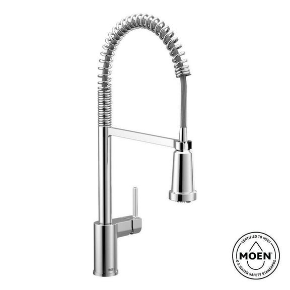 MOEN F5923 Align Single Handle Pre-Rinse Spring Pull Down Sprayer Kitchen Faucet with Optional 3- in -1 Water Filtration in Chrome
