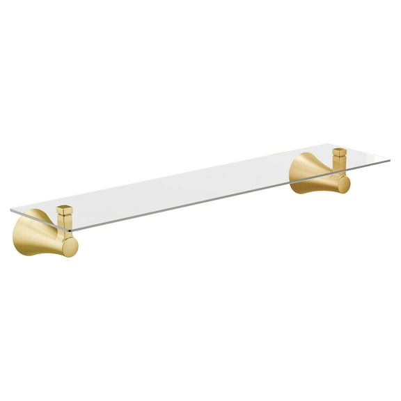 Moen Yb0390 Flara 21" Glass And Zinc Bathroom Shelf - Gold
