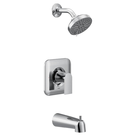 Moen Genta LX Pressure Balancing Modern Shower Set with Showerhead Lever Handle, and Tub Spout, Posi-Temp Valve Required, Chrome