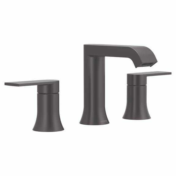 Moen Genta LX Two-Handle High Arc Widespread Bathroom Sink Faucet, For 3-Hole Setups, Valve Included, Matte Black