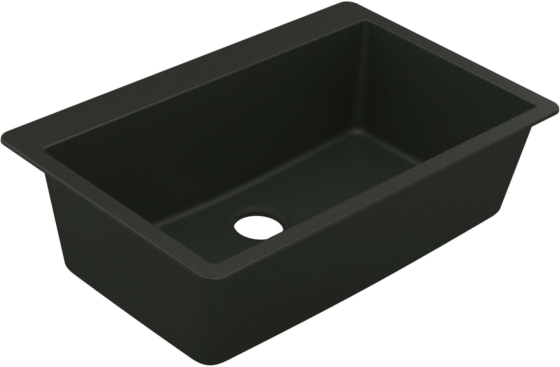 Black Granite 33-Inch Drop-In Single Bowl Kitchen Sink