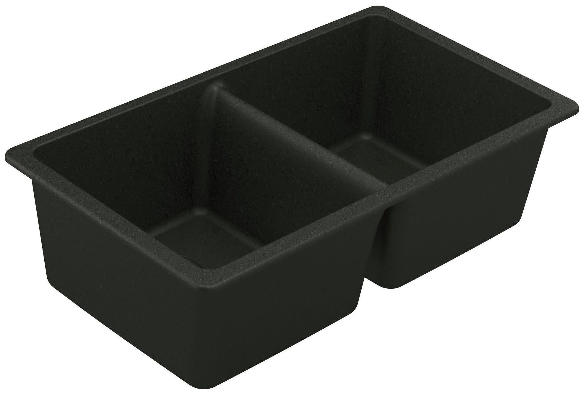 33-Inch Black Granite Double Bowl Drop-In Kitchen Sink