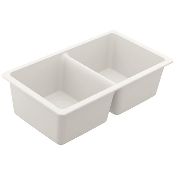 Moen Gg4012b Granite 33" Undermount Double Basin Granite Kitchen Sink - White