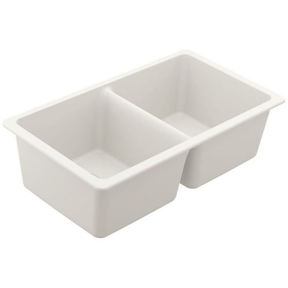 Moen Gg4012b Granite 33" Undermount Double Basin Granite Kitchen Sink - White