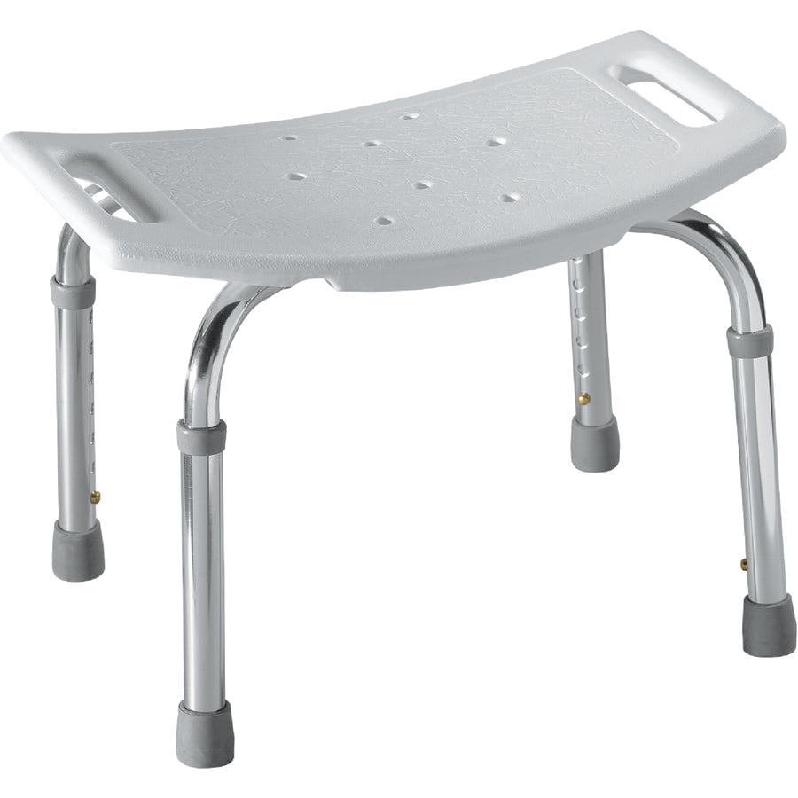 White Adjustable Plastic and Aluminum Tub and Shower Chair