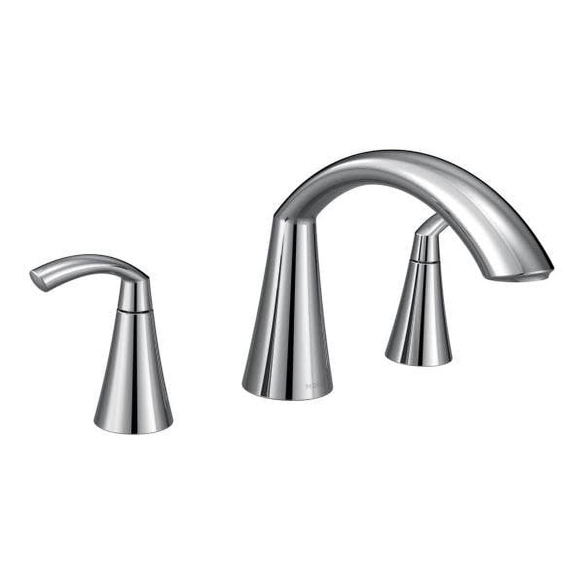 Chrome Modern Deck Mounted Widespread Faucet with Dual Handles