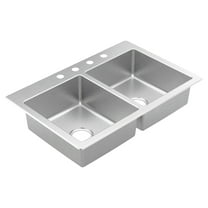 Moen Gs202684 2000 Series 33" Drop In Double Basin Stainless Steel Kitchen Sink -