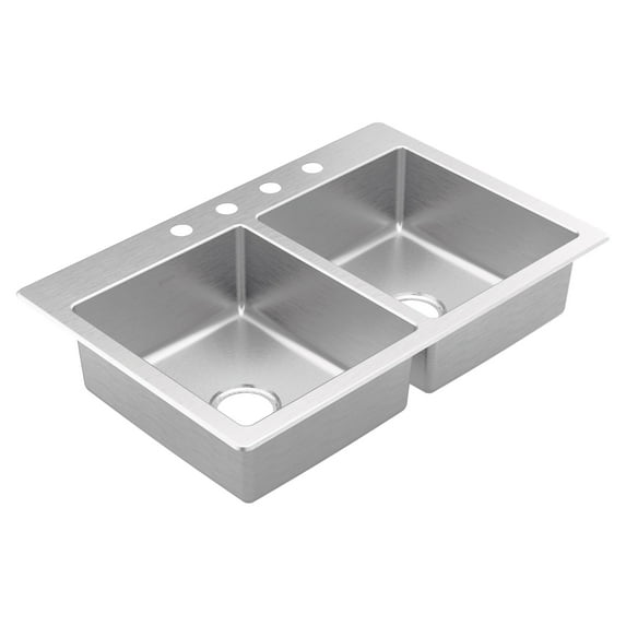 Moen GS202684 2000 Series 33" Drop In Double Basin Stainless Steel Kitchen Sink -