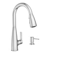 thumbnail image 1 of Moen Haelyn Chrome Single-Handle Pull-Down Sprayer Kitchen Faucet Featuring Power Boost for a Faster Clean, Soap Dispenser Included, 1 of 8