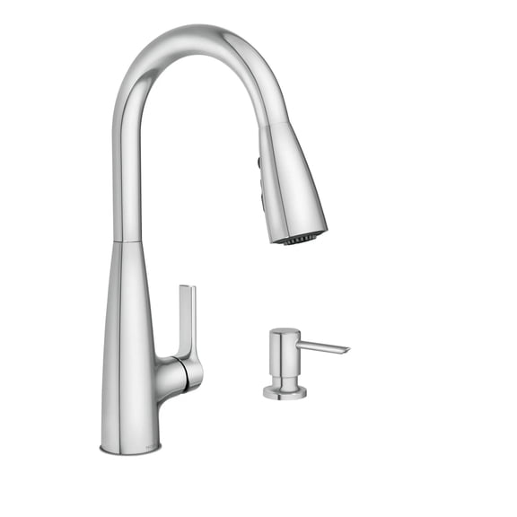 Moen Haelyn Chrome Single-Handle Pull-Down Sprayer Kitchen Faucet Featuring Power Boost for a Faster Clean, Soap Dispenser Included
