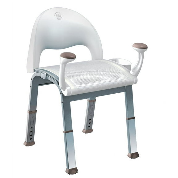 Moen Home Care Premium Adjustable Bath Safety Shower Chair with Back and Arm Rests, Glacier